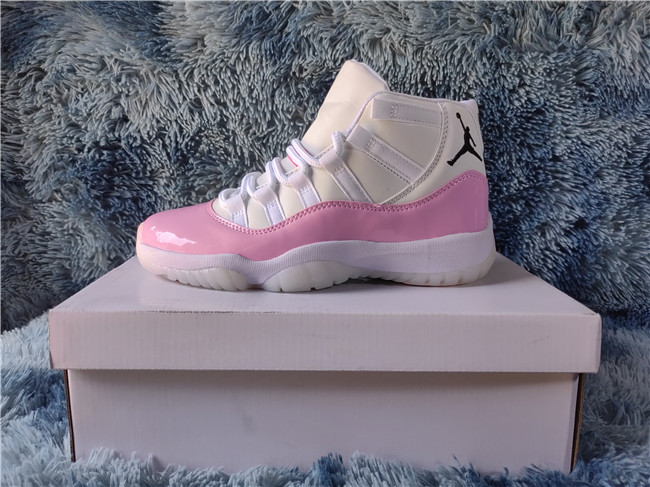 Women's Running weapon Air Jordan 11 Pink/White Shoes Leather 016